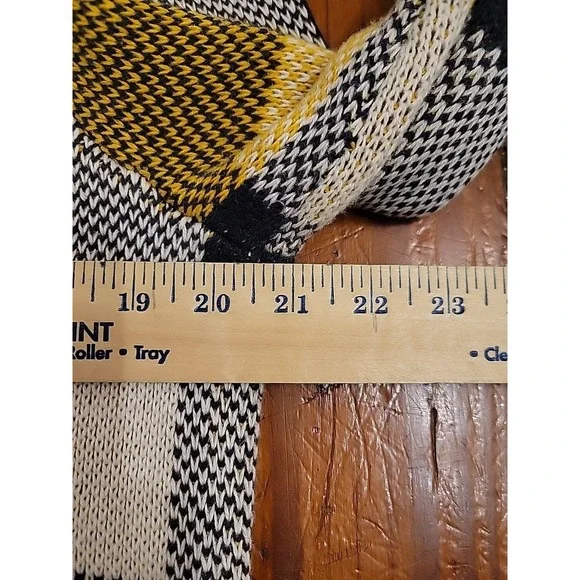 Cabi Sweater Coat Toggle Jacket Yellow Blue Ivory Plaid Check Hooded Size Medium - Picture 8 of 10